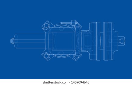 Outline vise vector. Wire-frame style. The layers of visible and invisible lines. 3D illustration