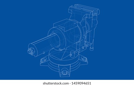 Outline vise vector. Wire-frame style. The layers of visible and invisible lines. 3D illustration