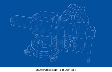 Outline vise vector. Wire-frame style. The layers of visible and invisible lines. 3D illustration