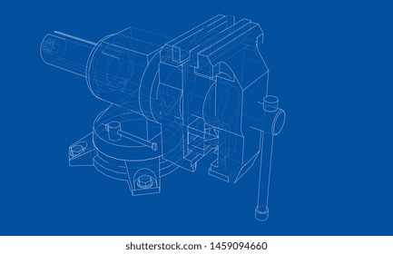 Outline vise vector. Wire-frame style. The layers of visible and invisible lines. 3D illustration