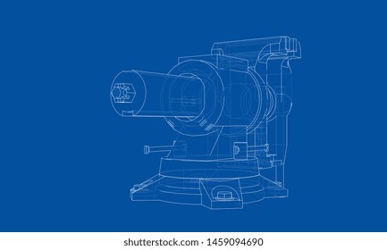 Outline vise vector. Wire-frame style. The layers of visible and invisible lines. 3D illustration