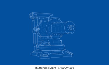 Outline vise vector. Wire-frame style. The layers of visible and invisible lines. 3D illustration