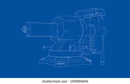 Outline vise vector. Wire-frame style. The layers of visible and invisible lines. 3D illustration