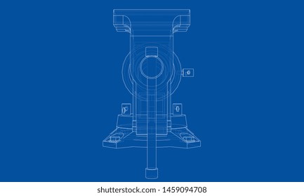 Outline vise vector. Wire-frame style. The layers of visible and invisible lines. 3D illustration