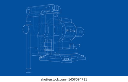 Outline vise vector. Wire-frame style. The layers of visible and invisible lines. 3D illustration