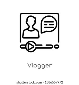 outline vlogger vector icon. isolated black simple line element illustration from blogger and influencer concept. editable vector stroke vlogger icon on white background