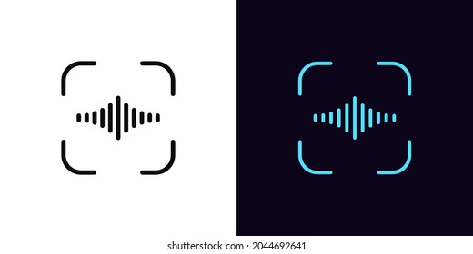Outline voice identify icon, with editable stroke. Linear voice sign, speech recognition pictogram. Personal voice control, speech identification verification. Vector icon for Animation
