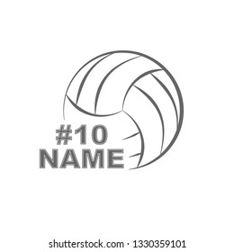 Outline volleyball silhouette with player number and name