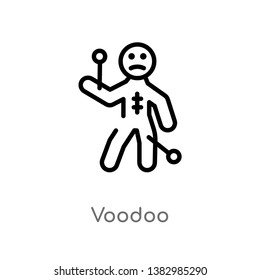 outline voodoo vector icon. isolated black simple line element illustration from magic concept. editable vector stroke voodoo icon on white background