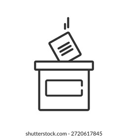 Ilustración vectorial aislada del icono del concepto de la votación de la urna de votación del esquema en el fondo blanco.