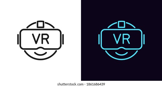 Outline VR glasses icon. Linear emoji with VR headset with editable stroke, VR gaming technology. Gadget for gamer, gaming device of virtual reality. Vector icon, sign, symbol for UI and Animation