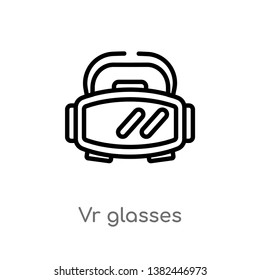 outline vr glasses vector icon. isolated black simple line element illustration from future technology concept. editable vector stroke vr glasses icon on white background