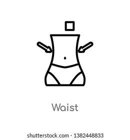 outline waist vector icon. isolated black simple line element illustration from gym and fitness concept. editable vector stroke waist icon on white background