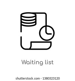 outline waiting list vector icon. isolated black simple line element illustration from e-commerce and payment concept. editable vector stroke waiting list icon on white background