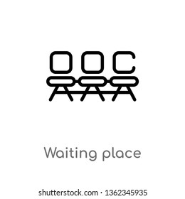 outline waiting place vector icon. isolated black simple line element illustration from airport terminal concept. editable vector stroke waiting place icon on white background