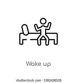 outline wake up vector icon. isolated black simple line element illustration from education concept. editable vector stroke wake up icon on white background