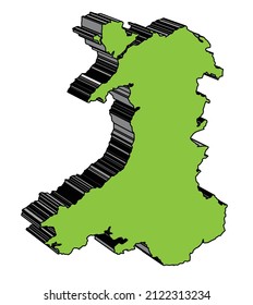 Outline of Wales part in the United Kingdom in 3D