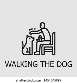 Outline walking the dog vector icon. Walking the dog illustration for web, mobile apps, design. Walking the dog vector symbol.