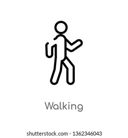 outline walking vector icon. isolated black simple line element illustration from activities concept. editable vector stroke walking icon on white background