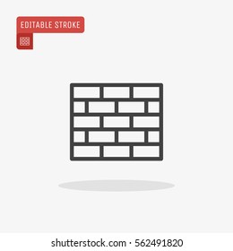 Outline Wall brick Icon isolated on grey background for web site design, logo, app, UI. Editable stroke. Vector illustration, EPS10.