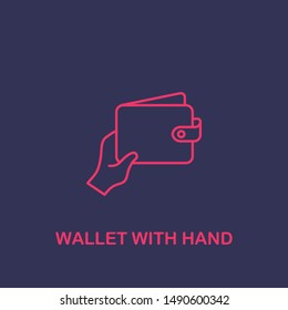 Outline wallet with hand icon.wallet with hand vector illustration. Symbol for web and mobile