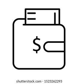 Outline wallet vector icon editable vector stroke