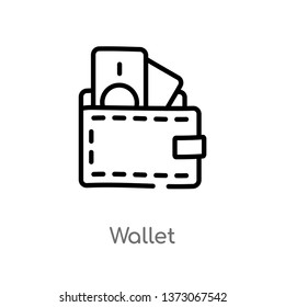 outline wallet vector icon. isolated black simple line element illustration from digital economy concept. editable vector stroke wallet icon on white background