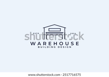 outline warehouse mark symbol logo design vector illustration with modern and minimalist styles for storage, home, house and property and store business isolated on bright background.