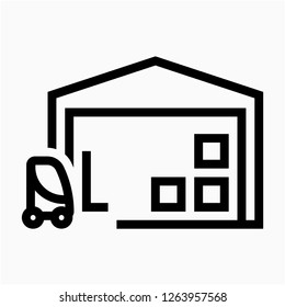 Outline warehouse pixel perfect vector icon