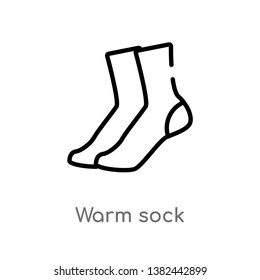 outline warm sock vector icon. isolated black simple line element illustration from fashion concept. editable vector stroke warm sock icon on white background