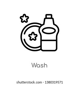 outline wash vector icon. isolated black simple line element illustration from cleaning concept. editable vector stroke wash icon on white background