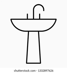Outline washbasin vector icon