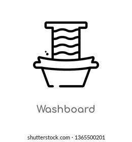 outline washboard vector icon. isolated black simple line element illustration from miscellaneous concept. editable vector stroke washboard icon on white background