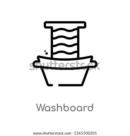 outline washboard vector icon. isolated black simple line element illustration from miscellaneous concept. editable vector stroke washboard icon on white background