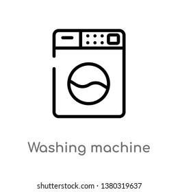 outline washing machine vector icon. isolated black simple line element illustration from cleaning concept. editable vector stroke washing machine icon on white background