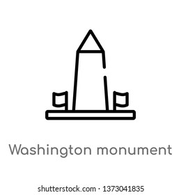 outline washington monument vector icon. isolated black simple line element illustration from buildings concept. editable vector stroke washington monument icon on white background