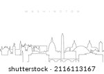 Outline Washington skyline. Trendy template with Washington city buildings and landmarks in line style. Stock vector design. 
