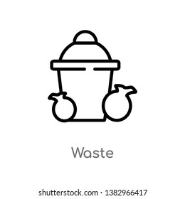 outline waste vector icon. isolated black simple line element illustration from ecology concept. editable vector stroke waste icon on white background