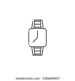 Icono de vector de reloj de contorno en fondo blanco.  Icono para diseño web, aplicaciones, pegatinas, banner, afiches, uso de impresión y parte del logo. 