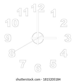 Outline of a watch without a case isolated on a white background. Front view. Vector illustration