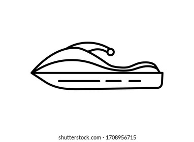 Outline water bike icon isolated on white background. Jet ski vector illustration for web design.