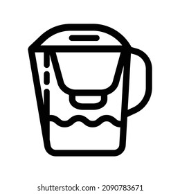 Outline water filter jug vector icon