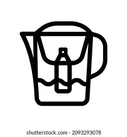 Outline water filter jug vector icon for web design isolated on white background