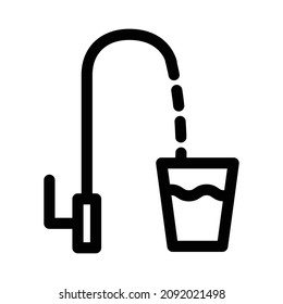 Outline water filter tap vector icon for web design isolated on white background