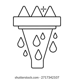 Ilustração vetorial do processo de filtração da água do contorno que descreve o conceito de pureza e limpeza