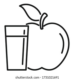 Outline water glass fresh apple vector icon for web design isolated on white background 