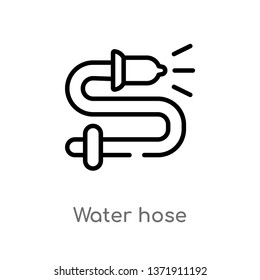 outline water hose vector icon. isolated black simple line element illustration from alert concept. editable vector stroke water hose icon on white background