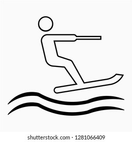Outline water skiing vector icon