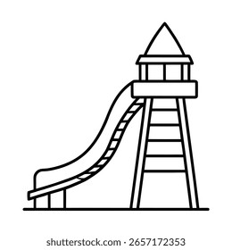 Torre deslizante de água contorno com recriação de parque de escada de telhado triangular