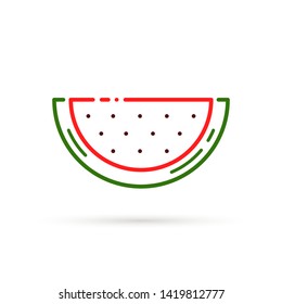 outline watermelon color icon. colored flat stroke style water melon badge graphic trend modern design isolated on white background. concept of healthy food for children or store label